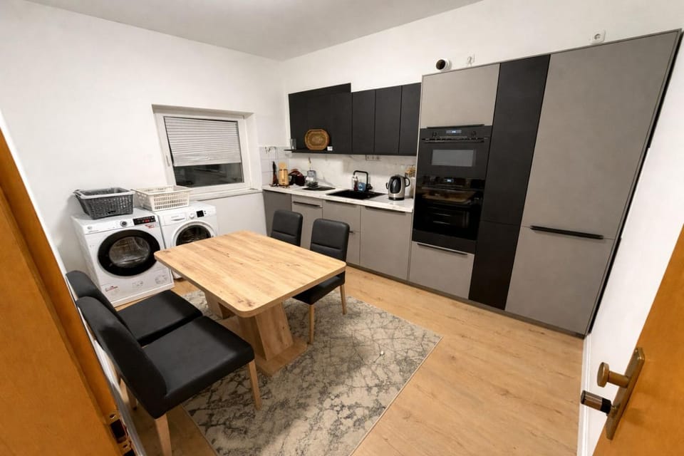Dining area, dryer, kitchen