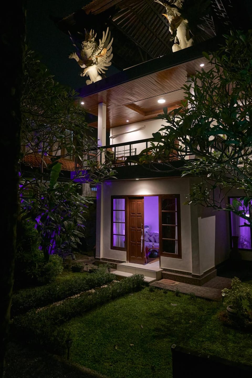 Property building, Night, Garden, Garden view