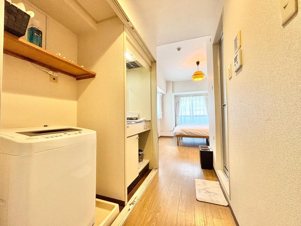 Kitchen or kitchenette, washing machine