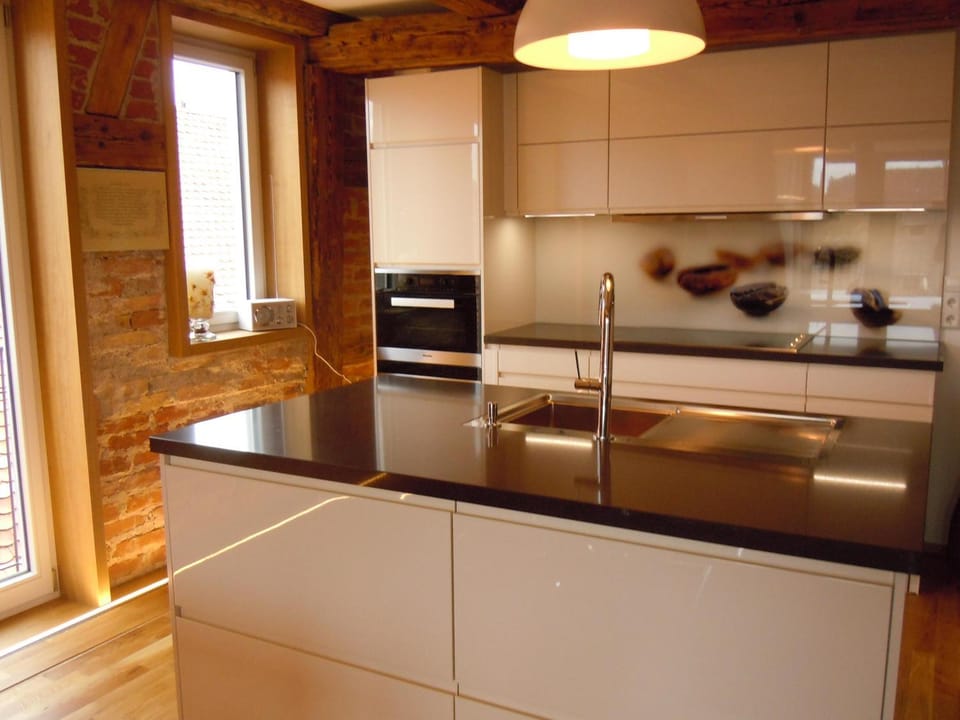 Kitchen or kitchenette, stove