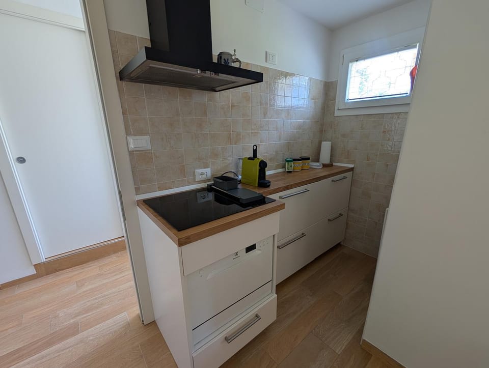 Kitchen or kitchenette, stove