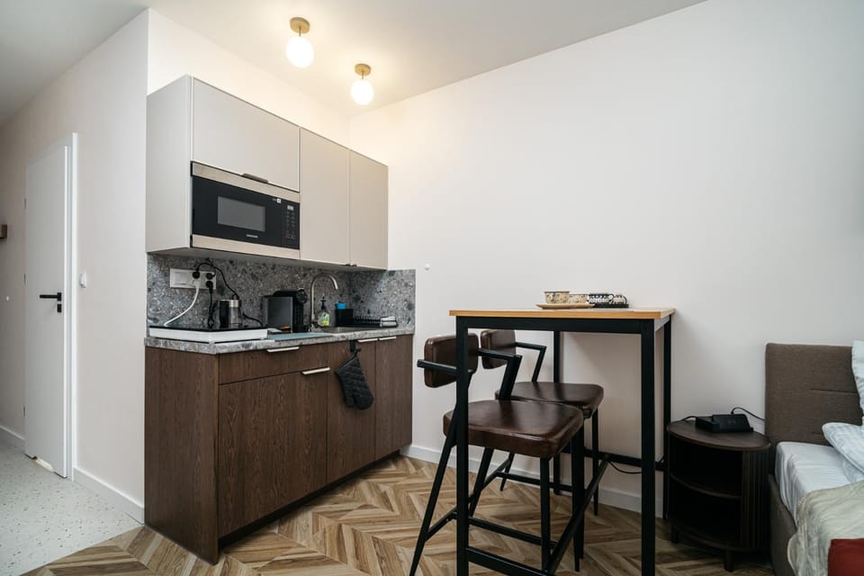 Kitchen or kitchenette, stove