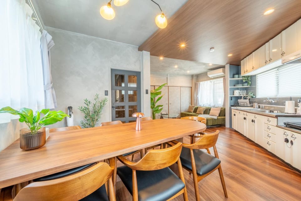 Kitchen or kitchenette, Living room, Dining area, stove