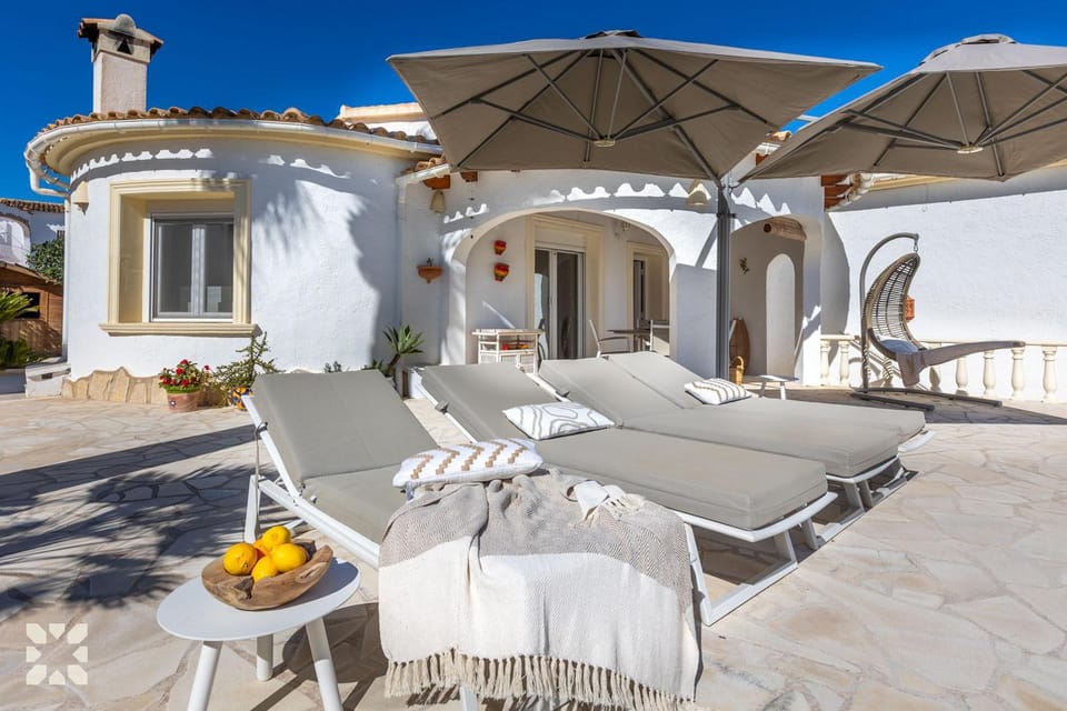Property building, Patio, Day, View (from property/room), Balcony/Terrace, Living room, Seating area, Dining area, Pool view, Swimming pool, sunbed