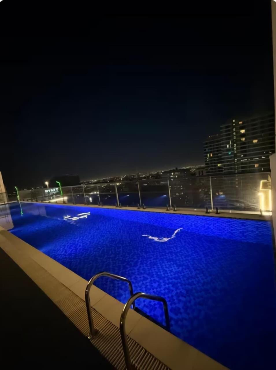 Night, Pool view, Swimming pool