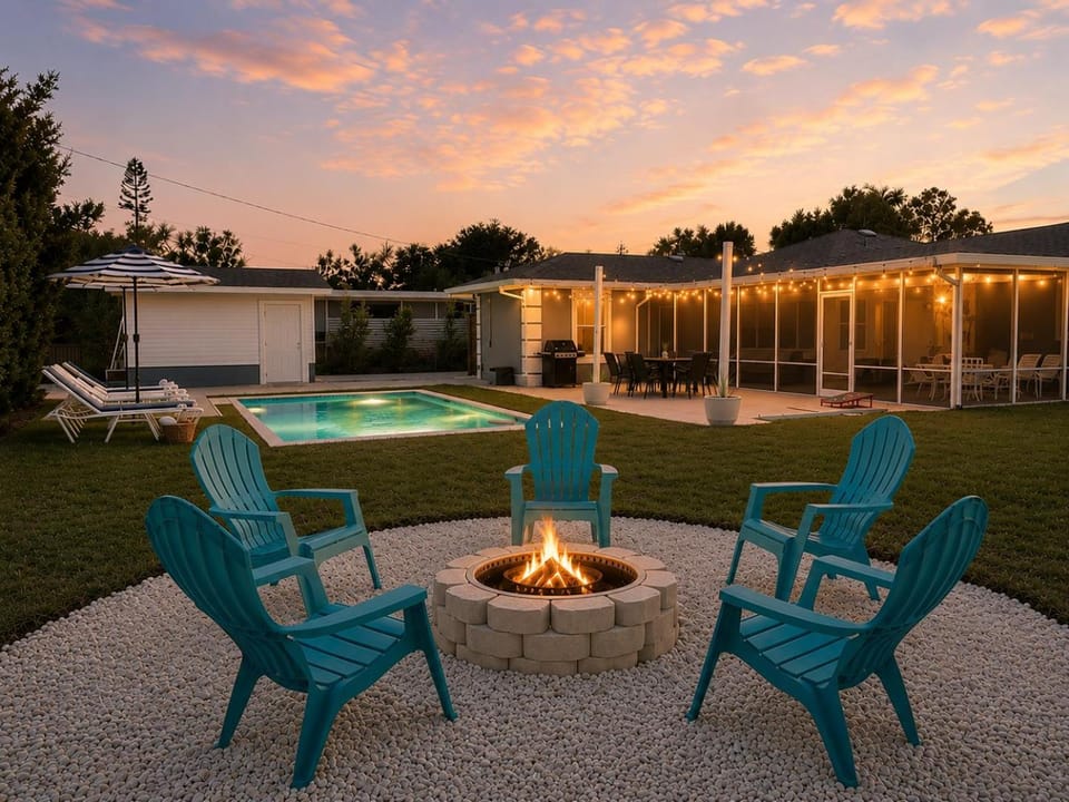 Natural landscape, Seating area, Garden view, Pool view, Swimming pool, Sunrise, Sunset