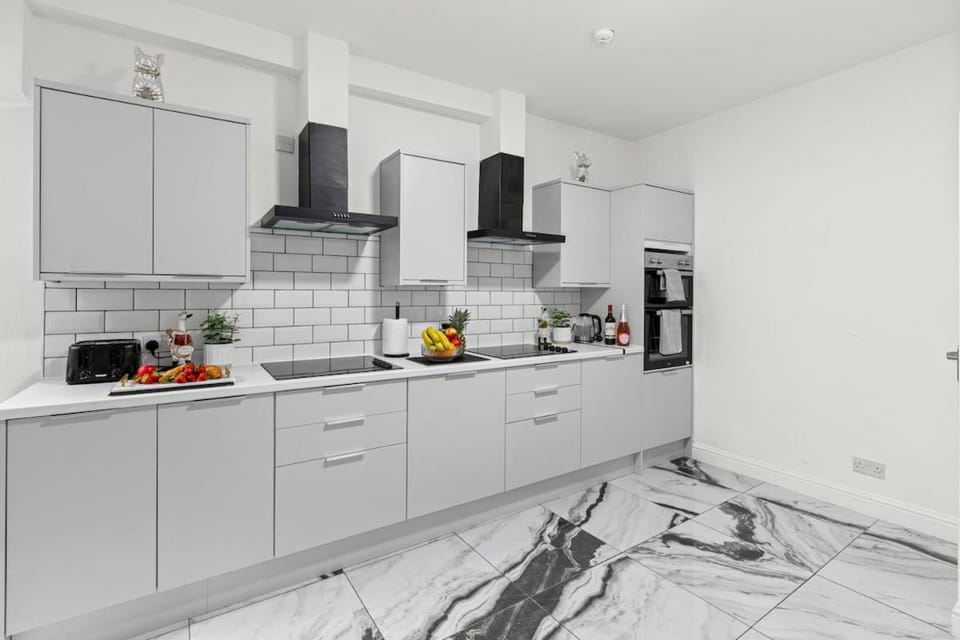 Kitchen or kitchenette, oven, stove, toaster, kitchen