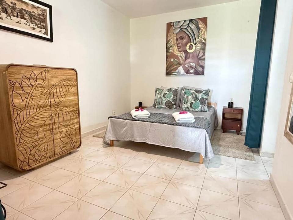 Bed, wardrobe