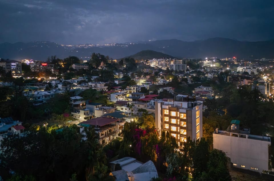 Property building, Facade/entrance, Night, Neighbourhood, Mountain view