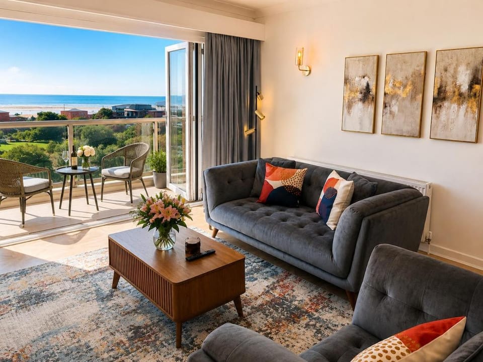 Natural landscape, View (from property/room), Balcony/Terrace, Living room, Seating area, Sea view