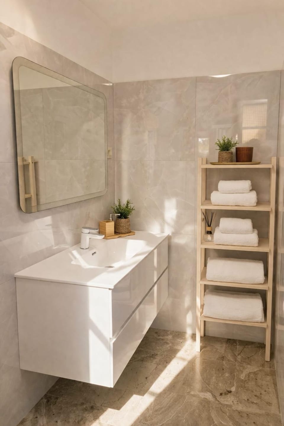 Bathroom, towels