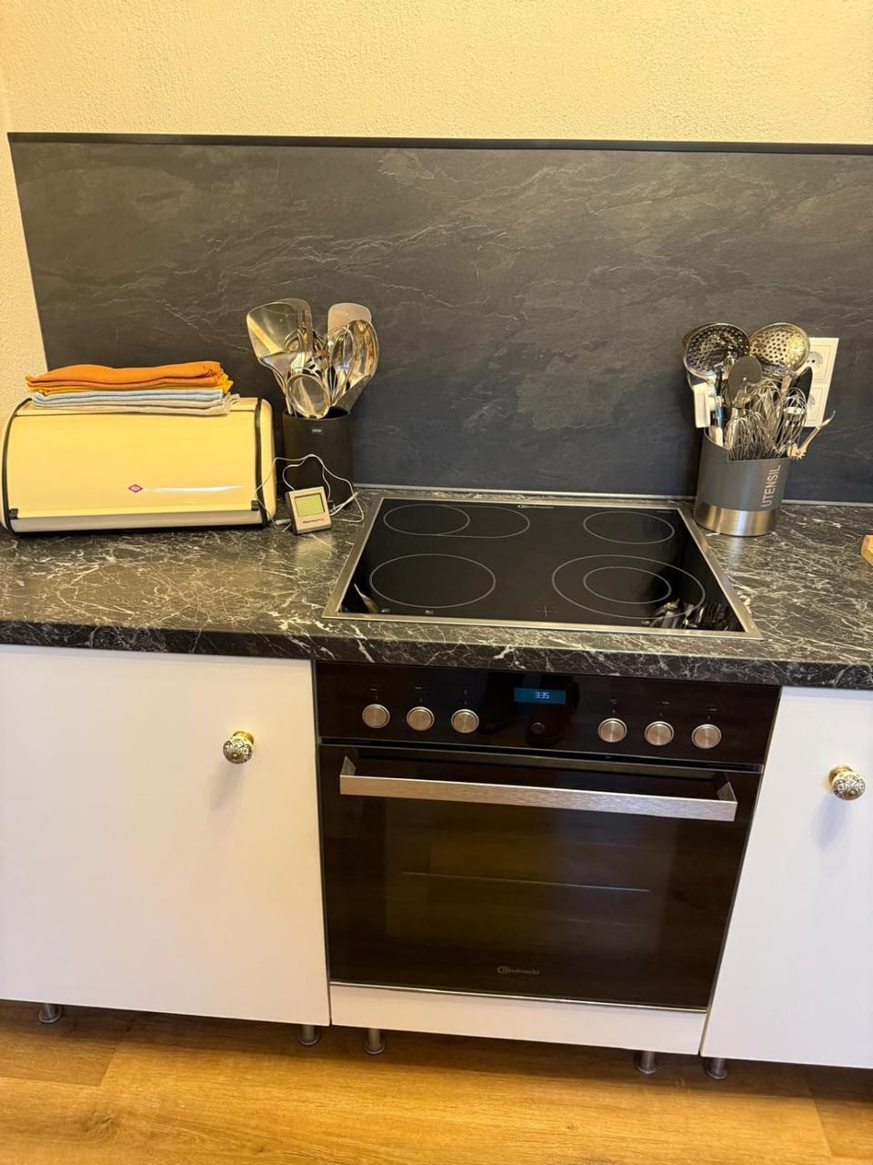 Kitchen or kitchenette, stove, kitchen