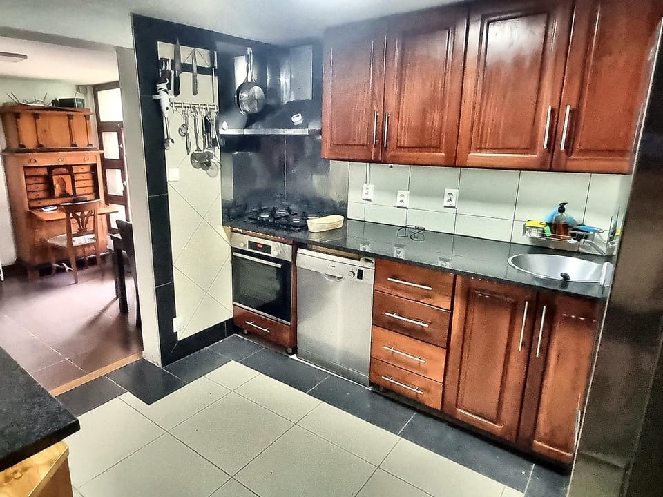 Kitchen or kitchenette, dishwasher, stove