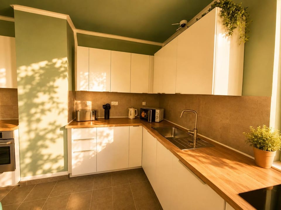 Kitchen or kitchenette, dishwasher, stove