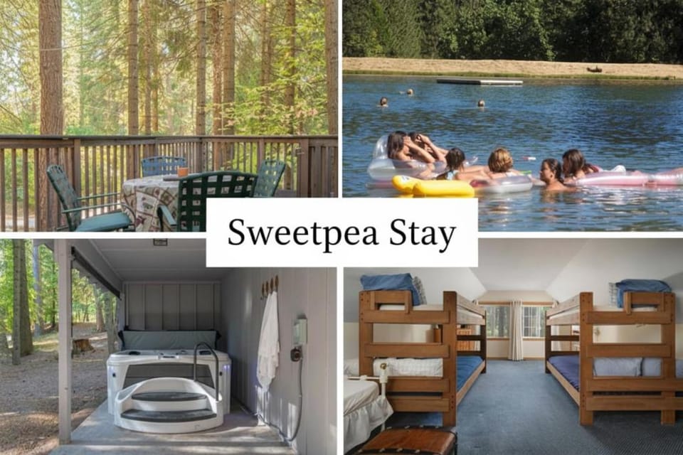 Patio, Natural landscape, Hot Tub, Balcony/Terrace, Lake view, bunk bed, Family