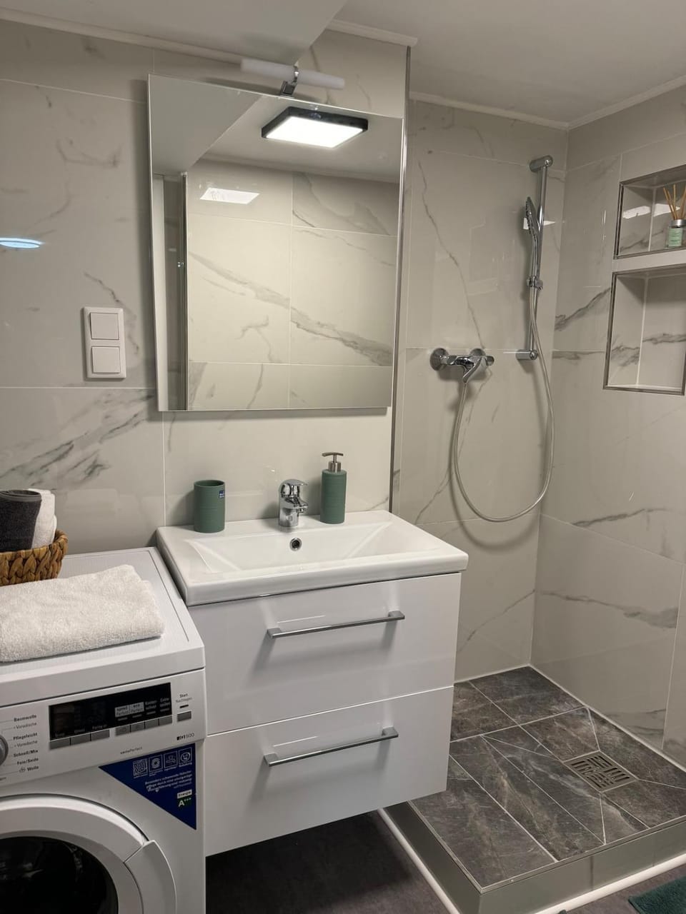 Shower, washing machine