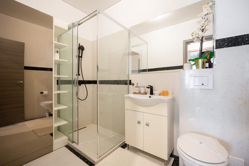 Shower, Bathroom, hair dryier, towels