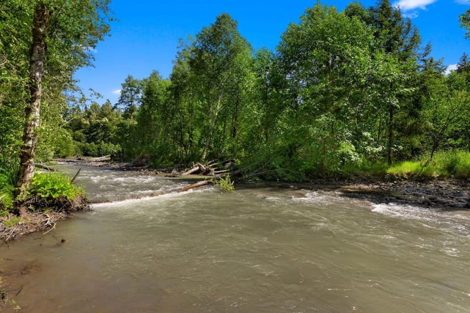 Recently remodeled riverfront home with fireplace firepit & W&D - dog-friendly House in Mount Hood Village