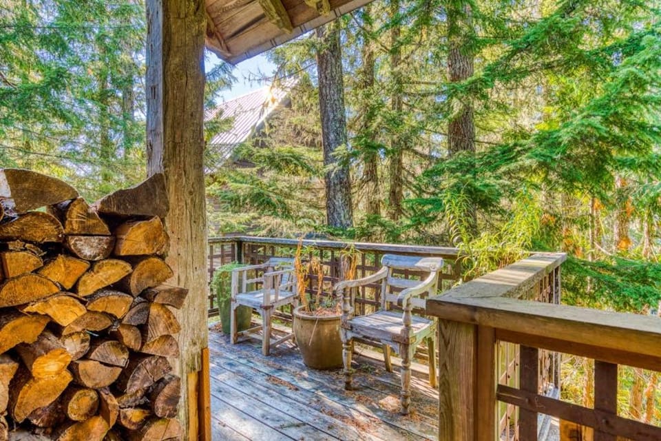 Gorgeous custom-built chalet with fireplace & home office - walk to ski & hiking Chalet in Clackamas County