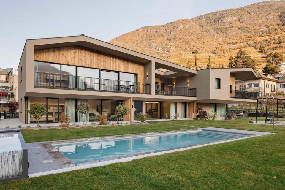 Property building, Living room, Swimming pool