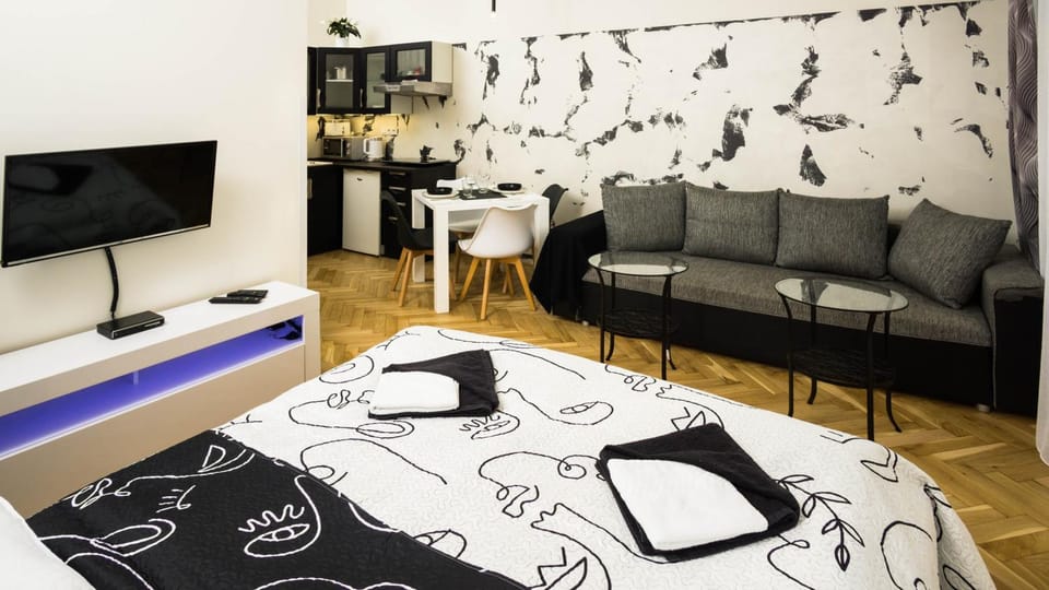 Black & White Apartment Prague by Wenceslas Square and Muzeum Apartment in Prague