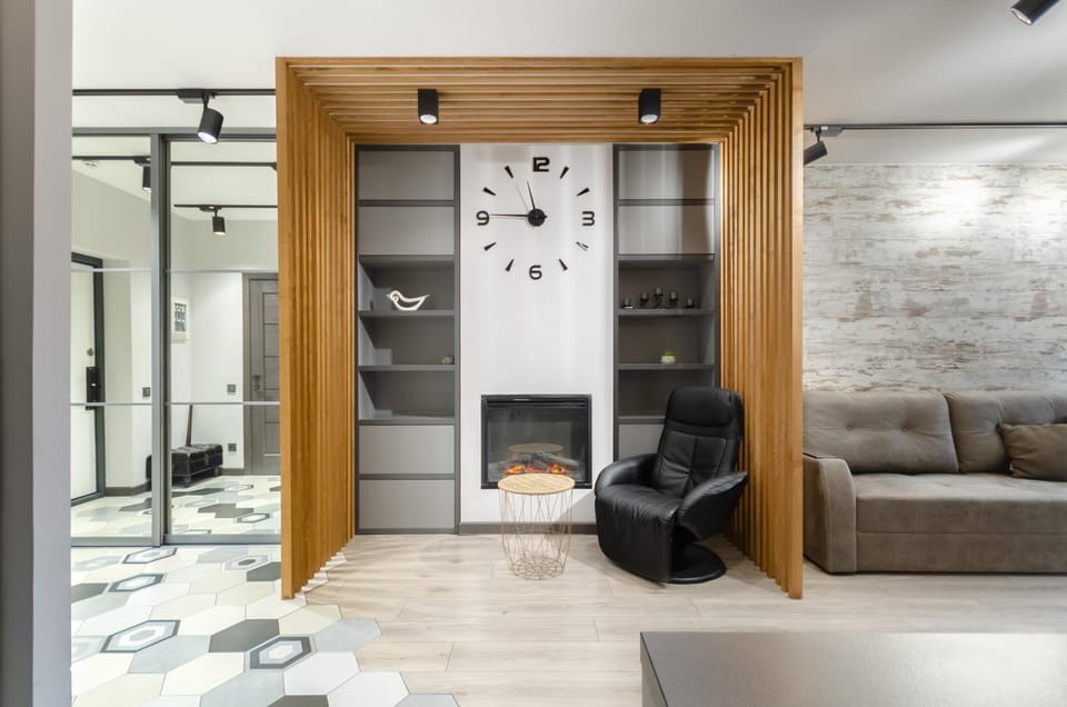 Living room, fireplace