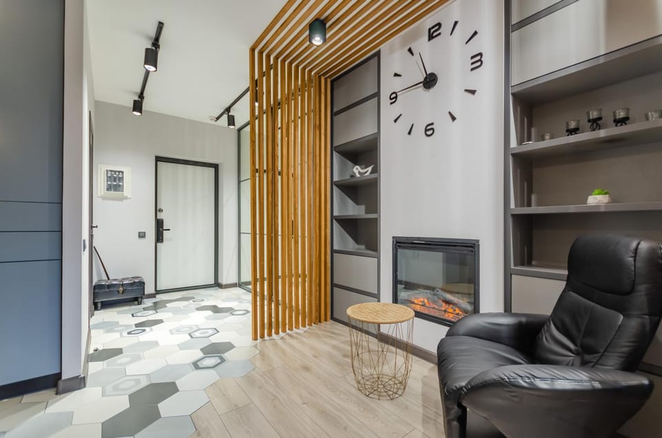 Living room, fireplace