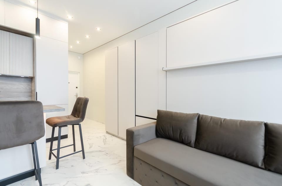 Seating area, wardrobe