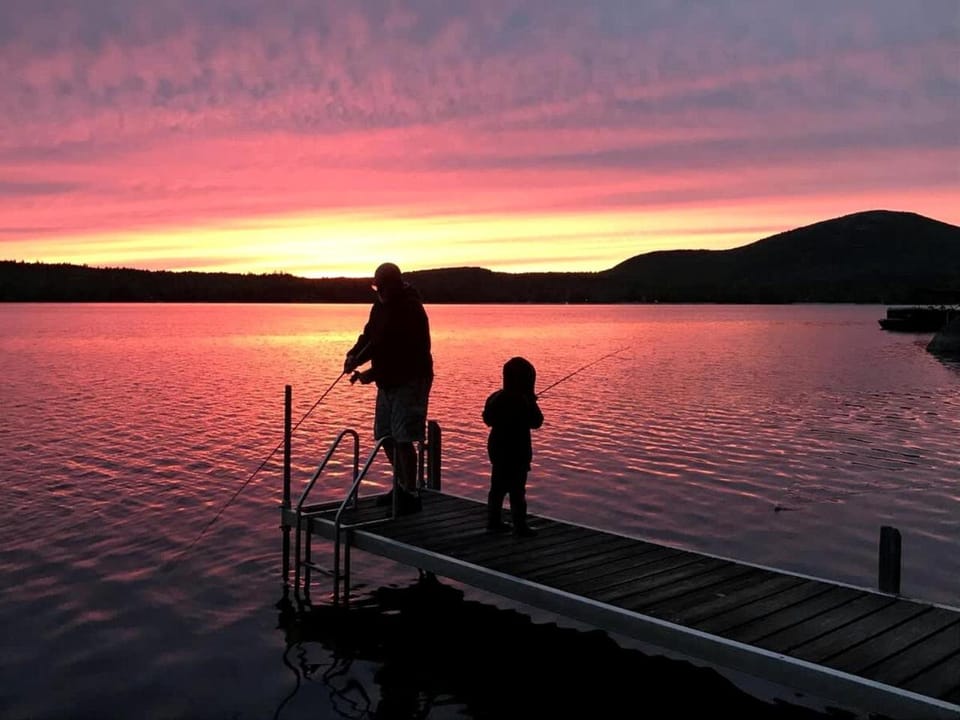 Stunning Waterfront Cabin on Flanders Pond for an Amazing Family Adventure in Sullivan, Maine Cabin in Sullivan