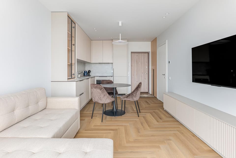 Living room, kitchen