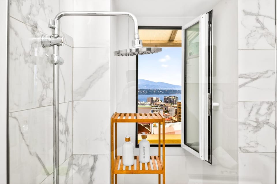 Shower, Natural landscape, Bathroom