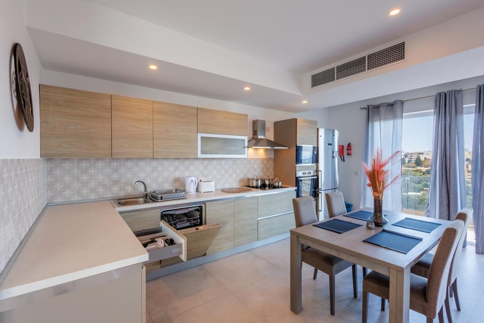 Dining area, dishwasher, toaster, kitchen