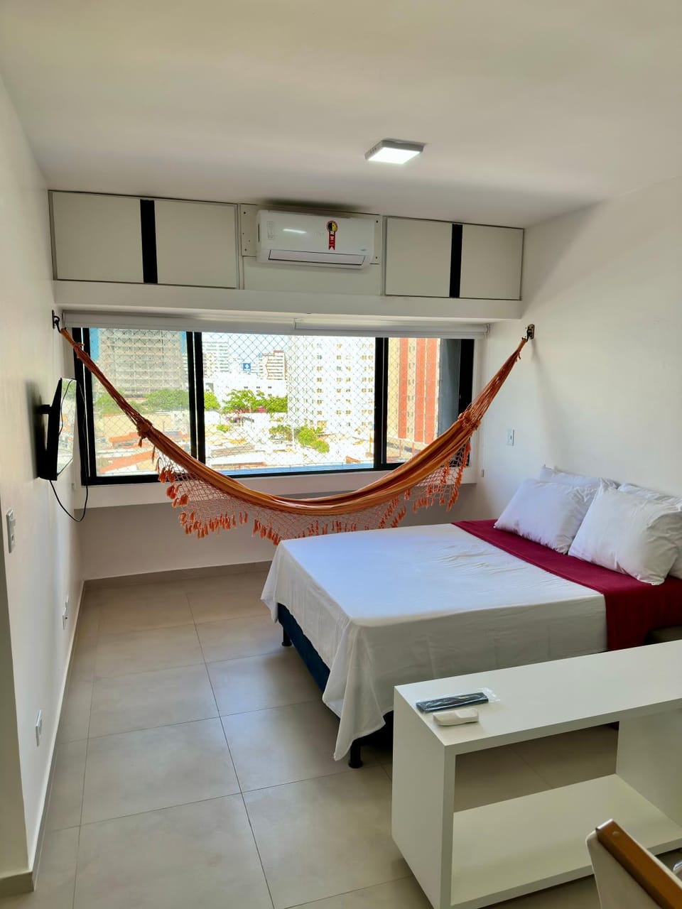 Bed, View (from property/room), Photo of the whole room, air conditioner