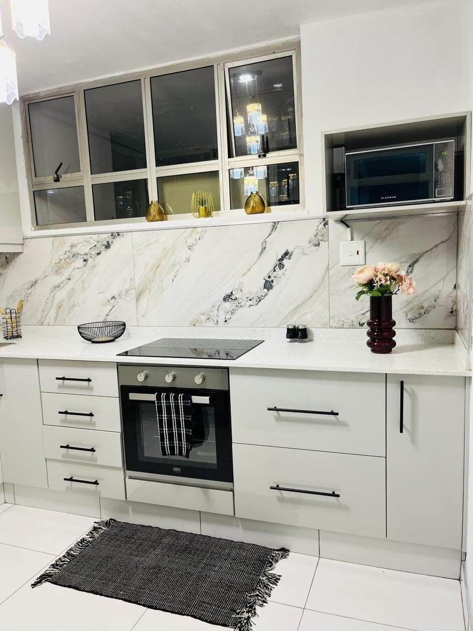 Kitchen or kitchenette, stove