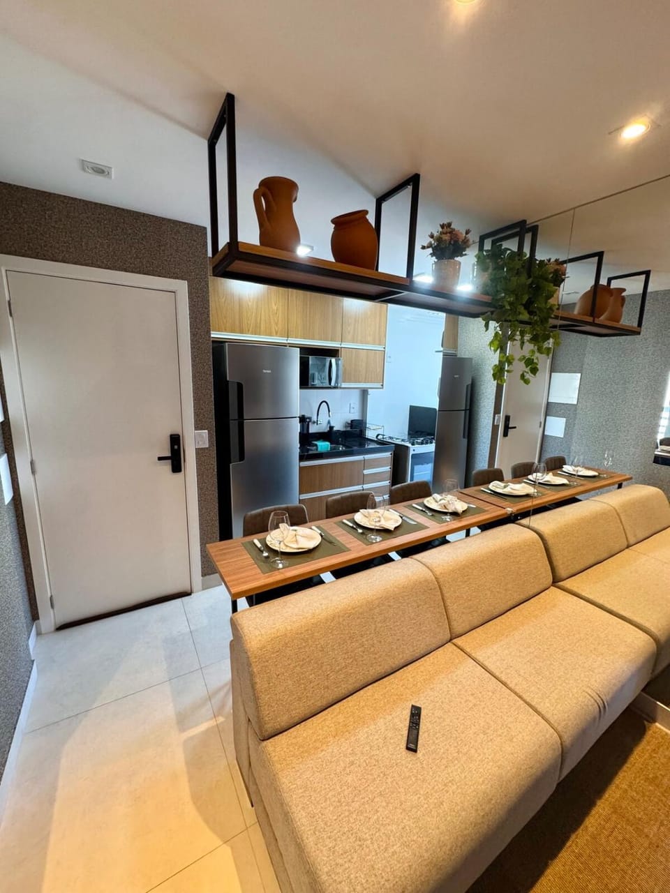 Kitchen or kitchenette, Living room, Dining area, stove