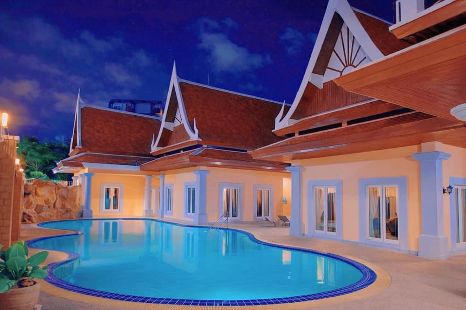 Property building, Night, Pool view, Swimming pool