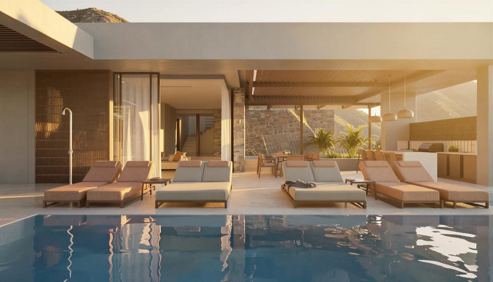 Pool view, sunbed