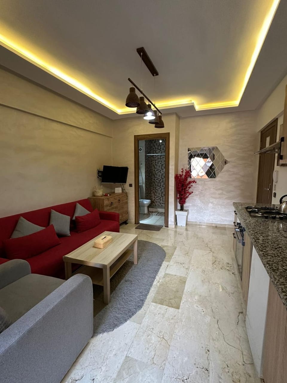 Kitchen or kitchenette, Living room, Dining area