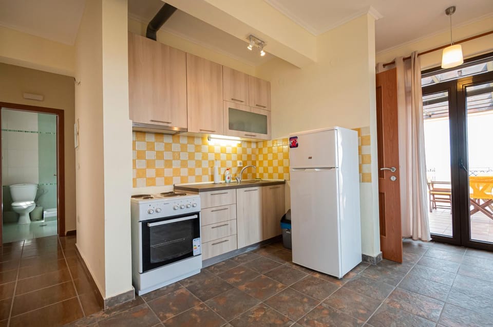 Kitchen or kitchenette, stove
