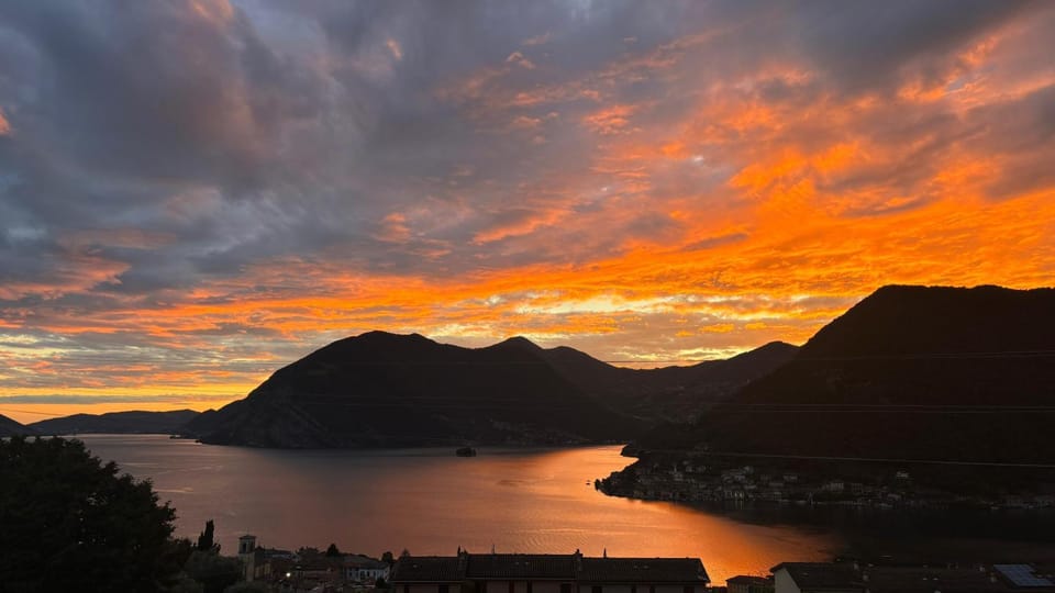 Natural landscape, Lake view, Mountain view, Sunset