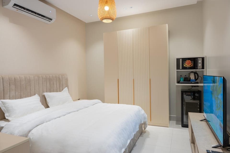 Bed, TV and multimedia, Kitchen or kitchenette, Photo of the whole room, Bedroom, wardrobe, air conditioner