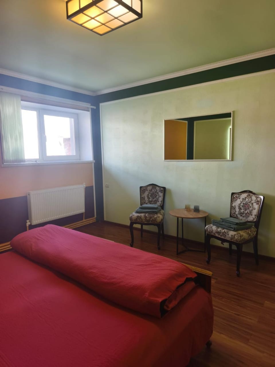 Bed, Seating area, Bedroom