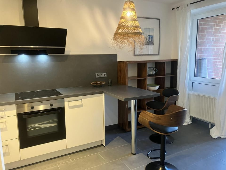 Dining area, stove, kitchen