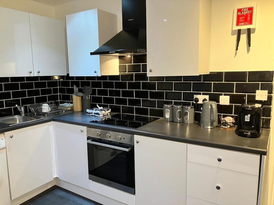 Kitchen or kitchenette, stove