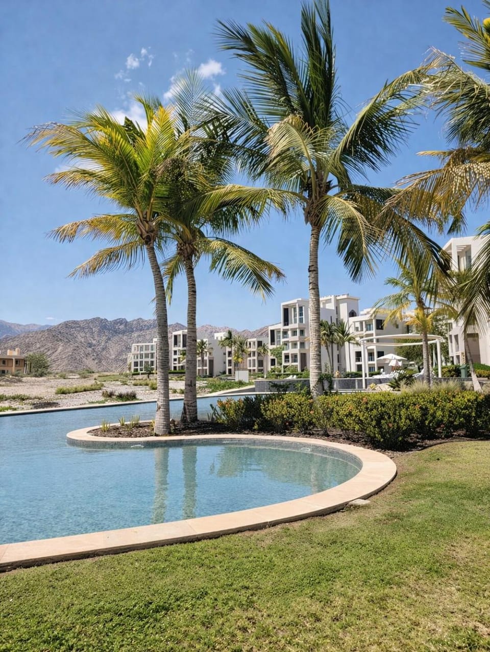 Swimming pool, sunbed
