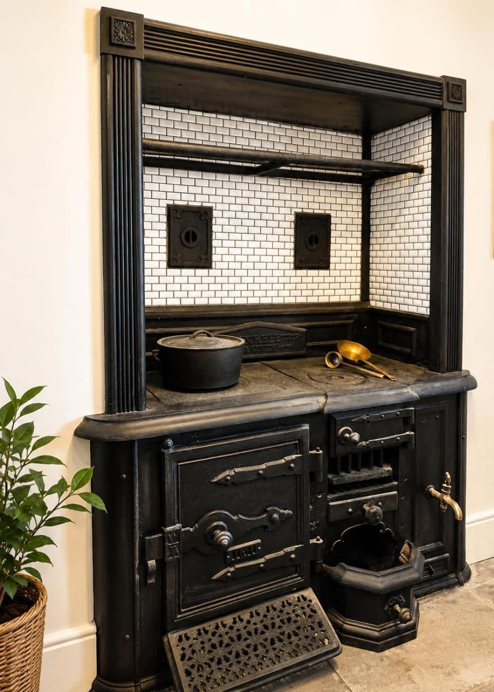 Kitchen or kitchenette, Decorative detail, stove