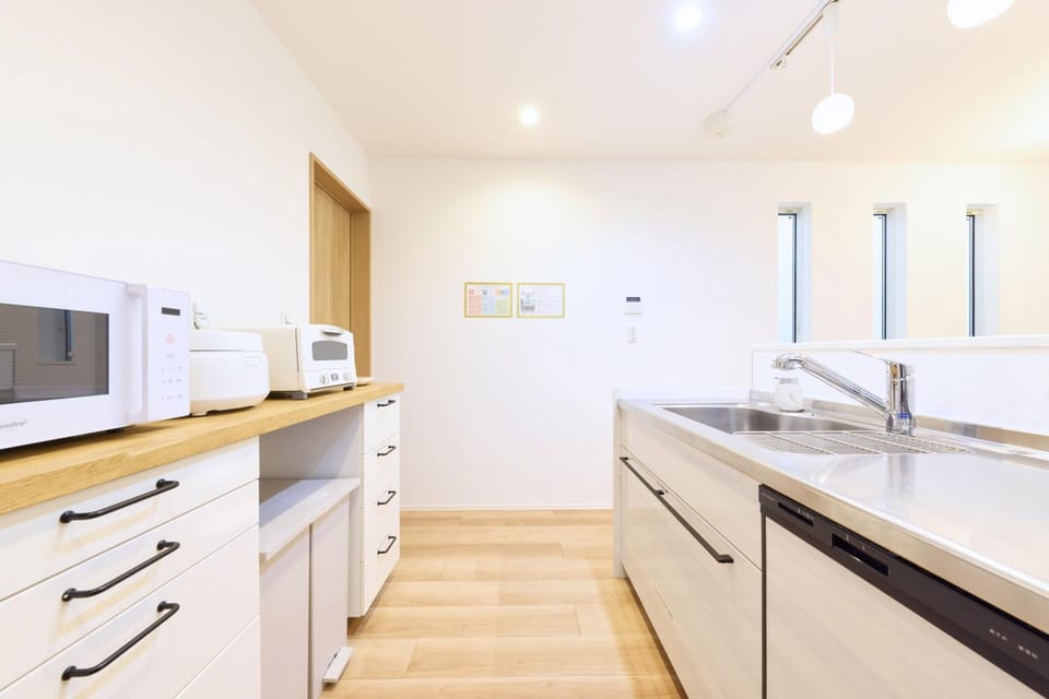 Kitchen or kitchenette, stove
