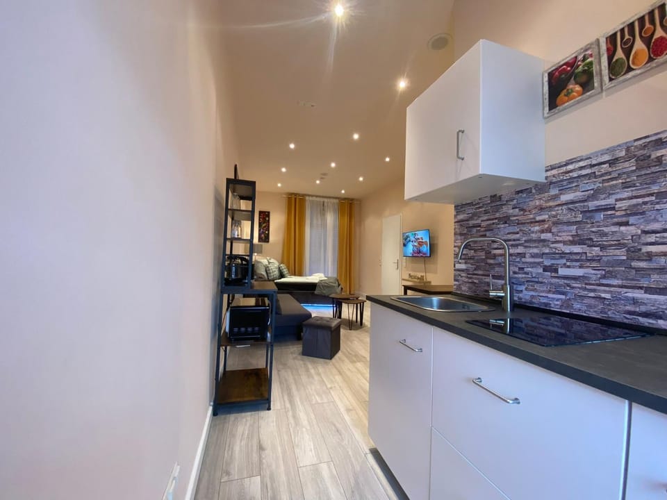 Bed, TV and multimedia, Kitchen or kitchenette, Living room, stove