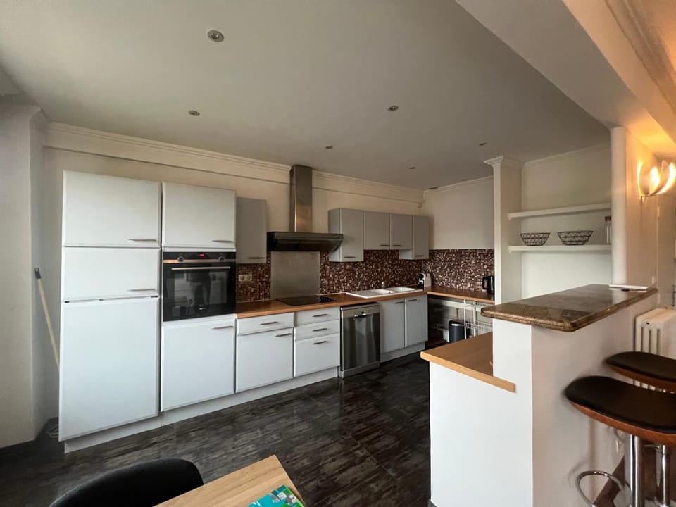 Dining area, dishwasher, oven, stove