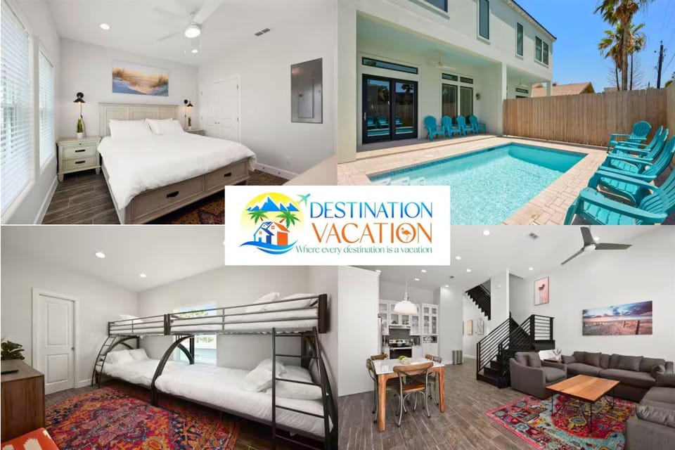Beachside 4BR w Private Pool Walk to Shore Sleeps 12 Apartment in South Padre Island